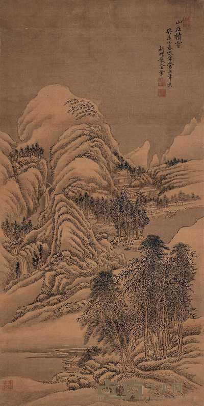 王翚 1703年作 山庄积雪 立轴 67.5×34cm